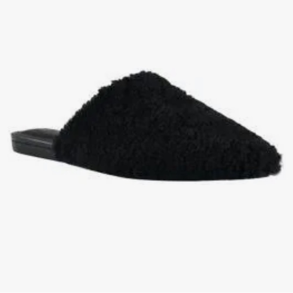 Marc Fisher Sabrinna Black Shearling Pointed Toe Mule Size 6.5